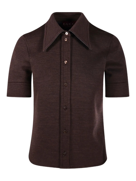  Gucci Short-sleeve Pont-collar Shirt - Brown 