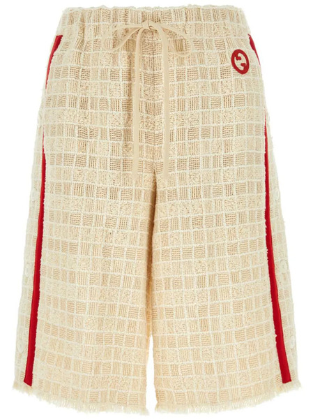  Gucci Tweed Drawstring Shorts - Neutrals 