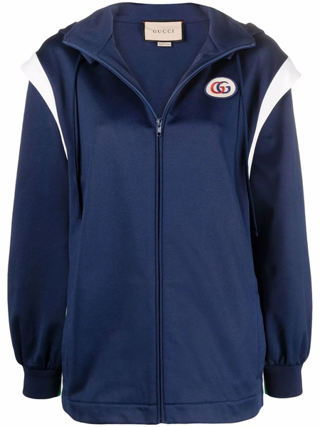  Gucci Web-stripe Detachable-sleeve Hooded Jacket - Blue 