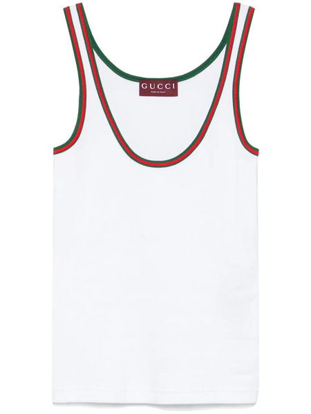  Gucci Web-stripe Ribbed Tank Top - White 