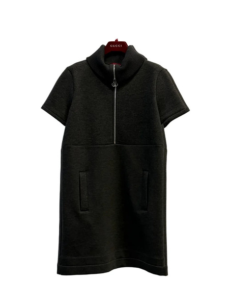  Gucci Zip-up Collared Dress - Black 