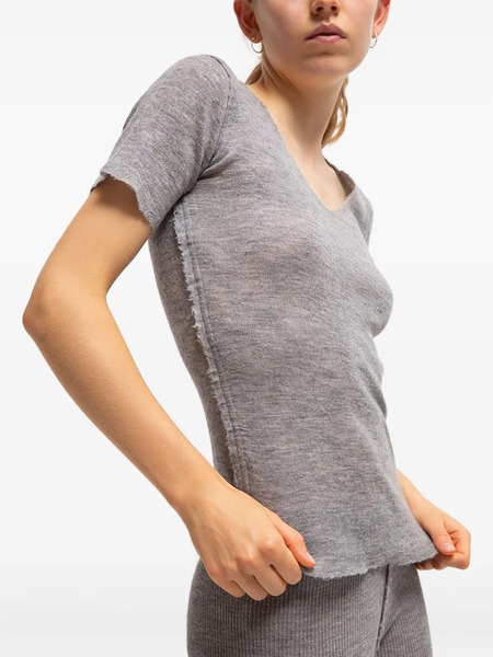  Gudrun & Gudrun Barbara V-neck Short-sleeve Top - Grey 