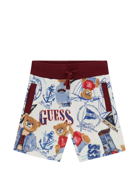  Guess Kids Bear-print Drawstring Shorts - White 