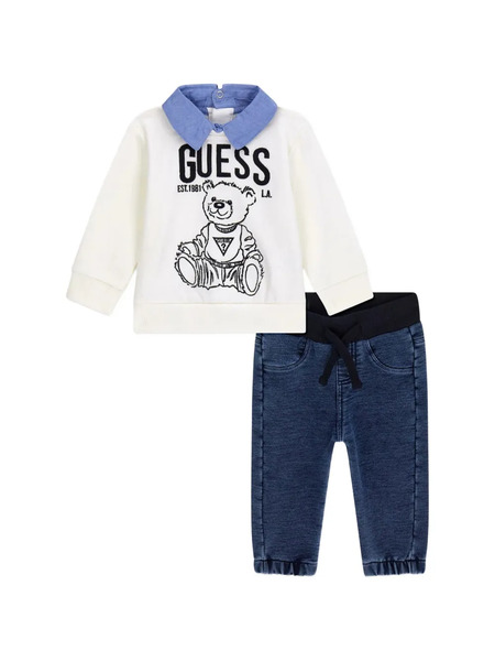  Guess Kids Bear-print Trousers Set - Blue 