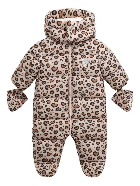  Guess Kids Heart-print Hooded Snowsuit - Neutrals 