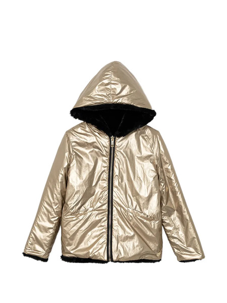 Guess Kids Hooded Faux Fur Jacket - Gold 