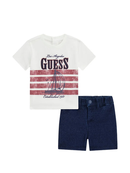  Guess Kids Logo-print Shorts Set - Blue 