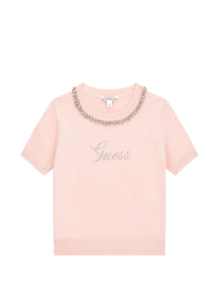  Guess Kids Rhinestone-embellished T-shirt - Pink 