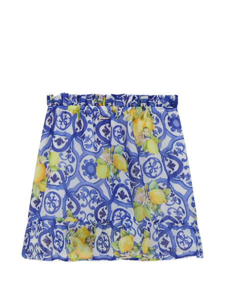  Guess Kids Ruffled-hem Patterned Skirt - Blue 