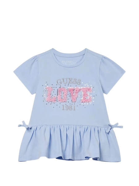  Guess Kids Sequin-embellished Ruffled T-shirt - Blue 