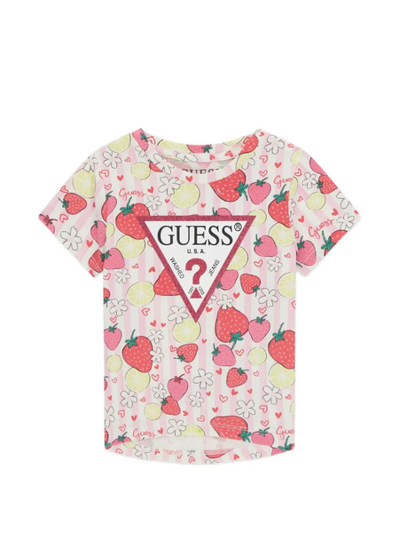  Guess Kids Striped Floral T-shirt - Pink 