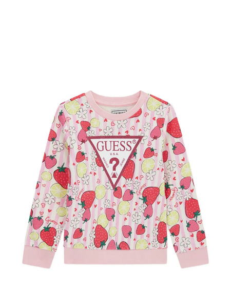  Guess Kids Striped Strawberry-print Sweatshirt - Pink 