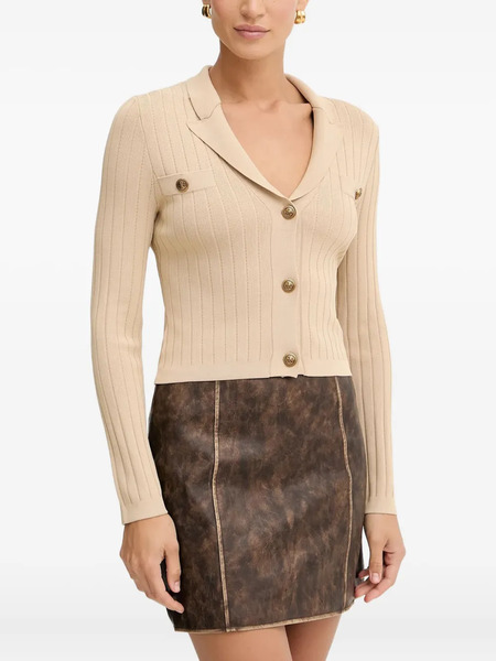  Guess Usa Button Ribbed Cardigan - Neutrals 