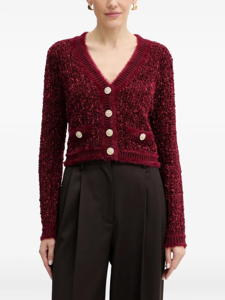  Guess Usa Button V-neck Cardigan - Red 
