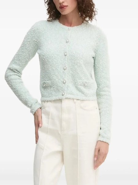  Guess Usa Buttoned Bouclé Cardigan - Green 