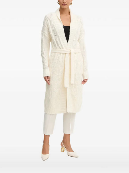  Guess Usa Cable-knit Belted Cardigan - Neutrals 
