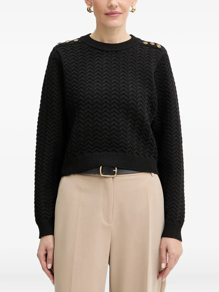  Guess Usa Chevron Buttoned Sweater - Black 