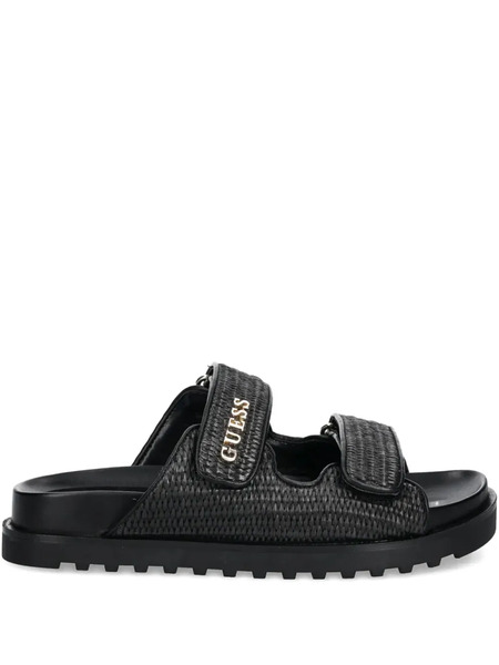  Guess Usa Fadeliza Woven-strap Flat Sandals - Black 