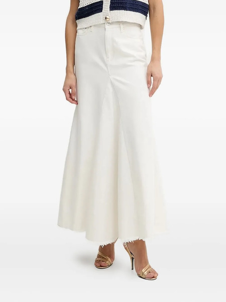 Guess Usa Frayed-hem Denim Maxi Skirt - White 