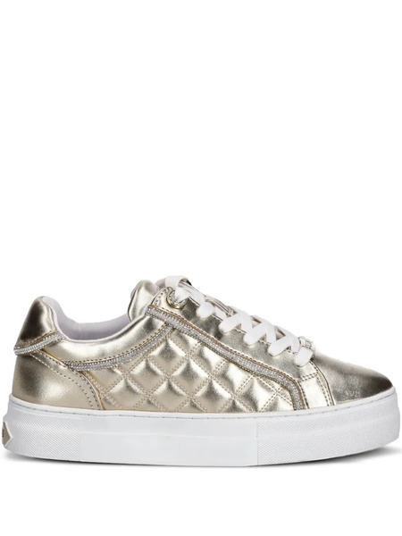  Guess Usa Gratea Quilted Metallic-effect Sneakers - Gold 