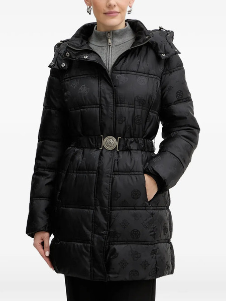  Guess Usa Hooded Buckle Puffer Cost - Black 