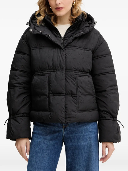  Guess Usa Hooded Embossed Jacket - Black 