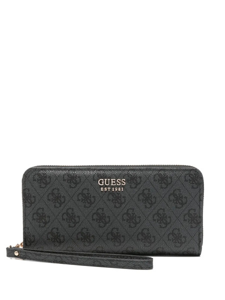  Guess Usa Large Vikky Patterned Leather Wallet - Black 