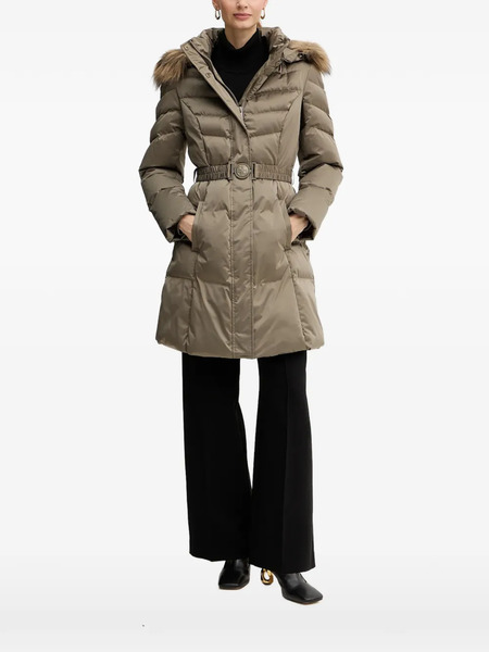  Guess Usa Logo-buckle Padded Coat - Neutrals 
