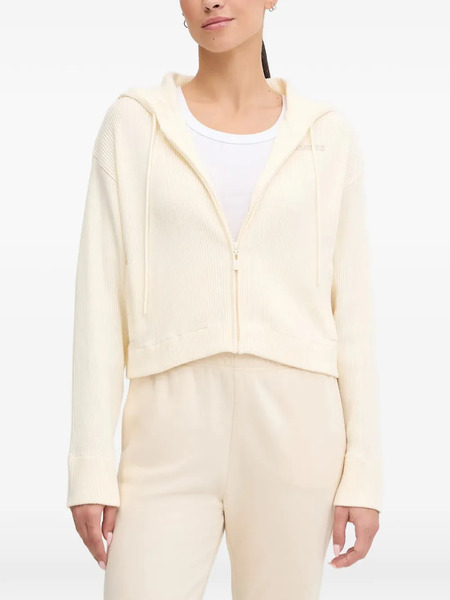  Guess Usa Logo-embroidered Zip-up Hoodie - Neutrals 