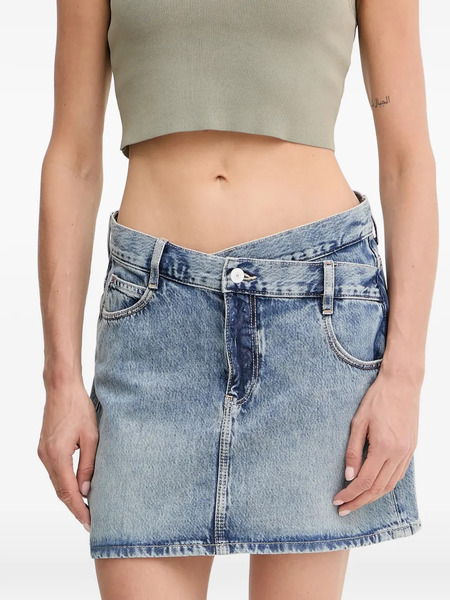 Guess Usa Logo-patch Denim Skirt - Blue 