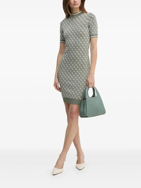  Guess Usa Logo-pattern Short-sleeve Mini Dress - Green 