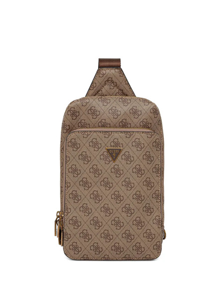  Guess Usa Milano Monogram Zip Messenger Bag - Brown 