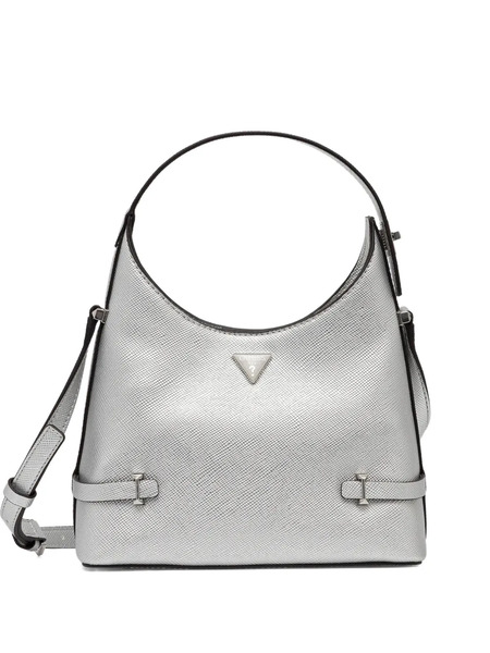  Guess Usa Mini Rosalba Logo-plaque Tote Bag - Silver 