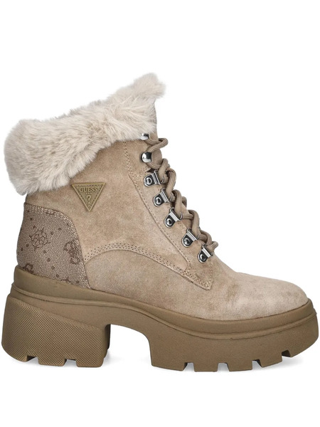  Guess Usa 75mm Trimmed Lace-up Ankle Boots - Neutrals 