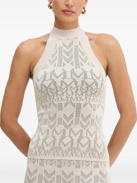  Guess Usa Monogram Halterneck Knitted Top - Neutrals 