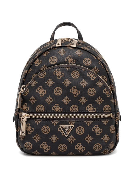  Guess Usa Monogram-pattern Zip-around Backpack - Black 