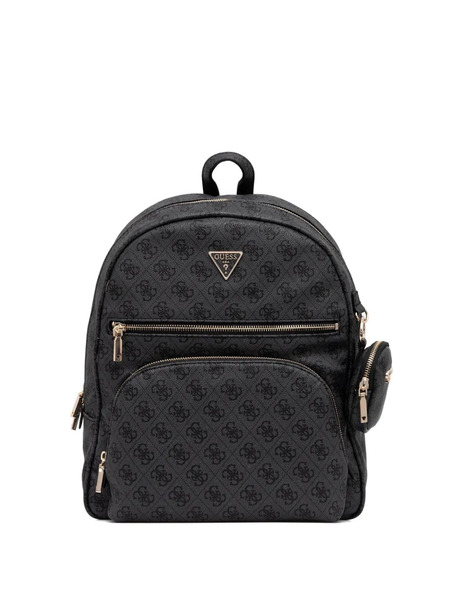 Guess Usa Monogram-pattern Zip-pocket Backpack - Black 