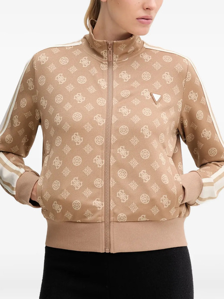  Guess Usa Monogram-pattern Zip-up Sweatshirt - Neutrals 