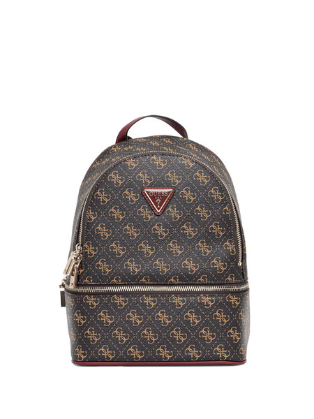  Guess Usa Monogram Zip Backpack - Brown 