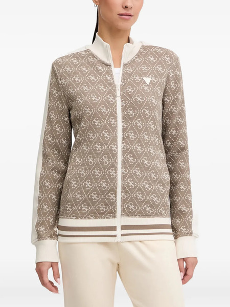  Guess Usa Monogram Zip Sweater - Brown 