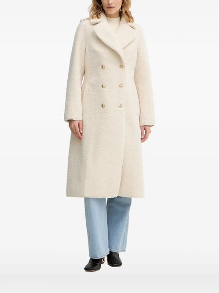  Guess Usa Notched-lapel Double-breasted Coat - Neutrals 