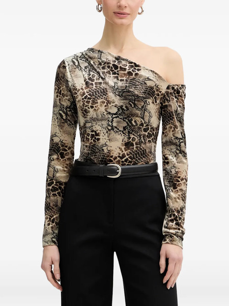  Guess Usa One-shoulder Snakeskin-print Body - Neutrals 