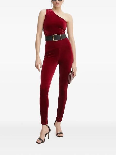  Guess Usa One-shoulder Velvet Jumpsuit - Red 