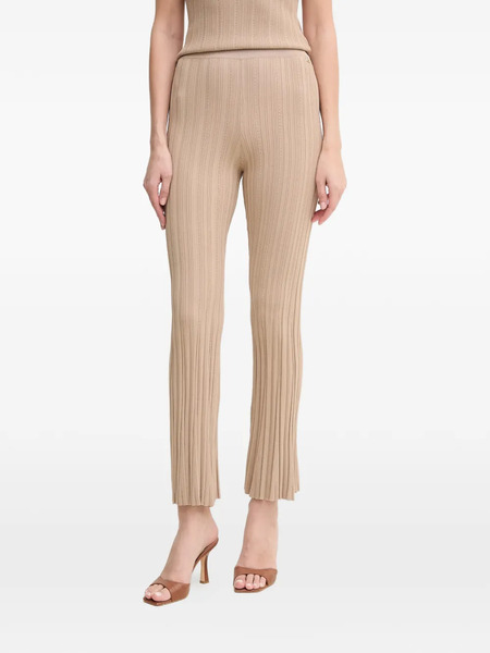  Guess Usa Ribbed Logo Plaque Trousers - Neutrals 