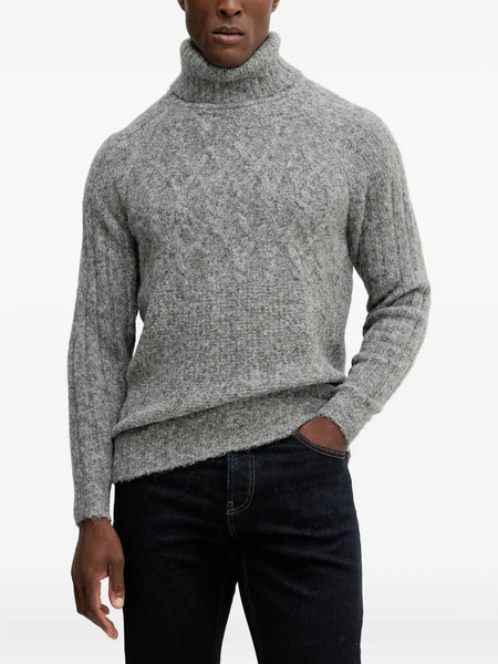  Guess Usa Roll-neck Cable-knit Sweater - Grey 