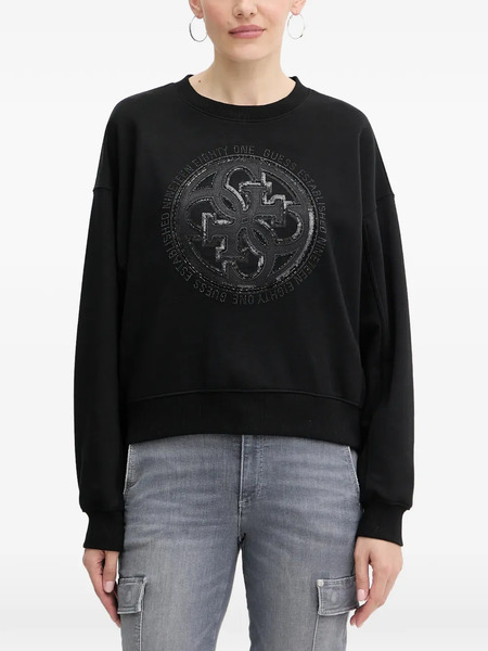  Guess Usa Sequin-embellishment Logo Sweatshirt - Black 