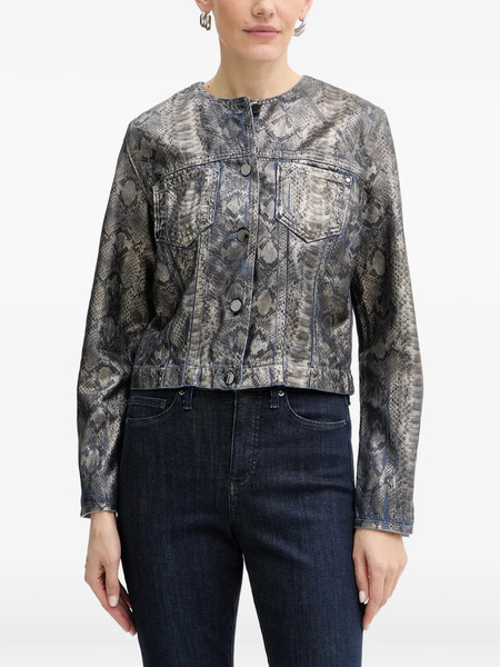  Guess Usa Snake-print Buttoned Jacket - Grey 