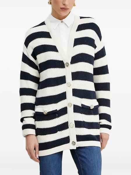  Guess Usa Striped Buttoned Cardigan - White 