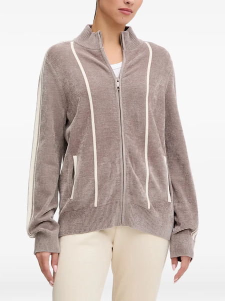  Guess Usa Striped Zip-up Sweatshirt - Grey 
