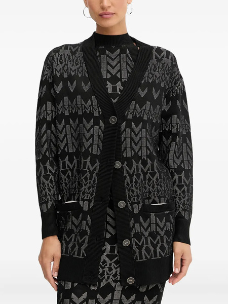  Guess Usa X Marciano Logo-patterned Cardigan - Black 